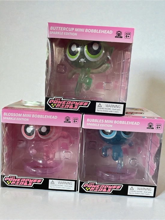 Culturefly Other - Set of 3 power puff girls, mini bobble heads, sparkle edition